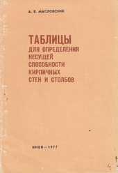 Таблицы для определения несущей способности кирпичных стен и столбов